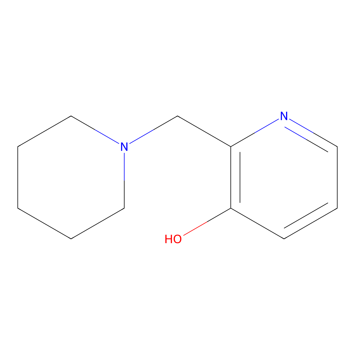 2-(1-Piperidinylmethyl)-3-pyridinol molecular structure, CAS 2168-16-3