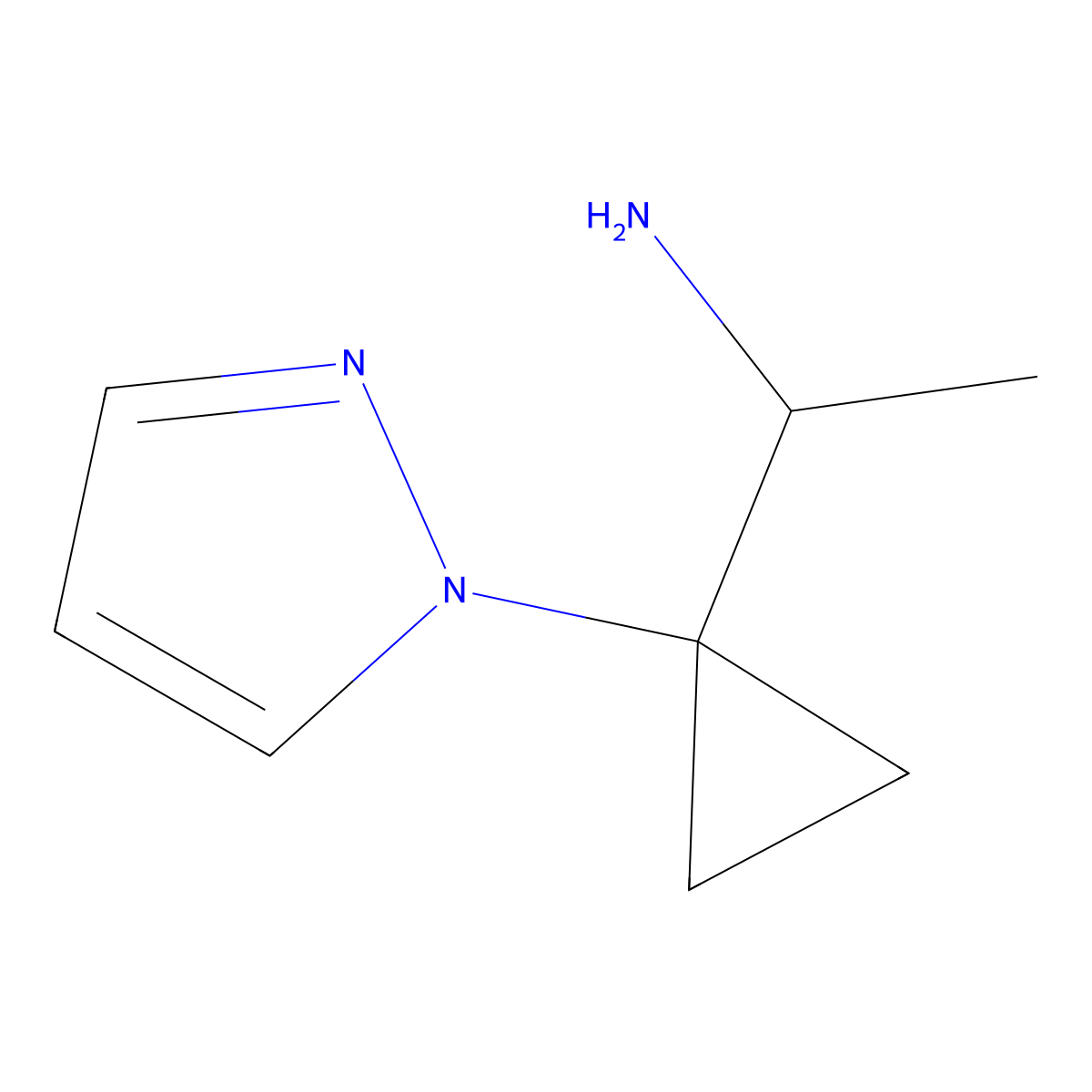1-[1-(1H-pyrazol-1-yl)cyclopropyl]ethan-1-amine molecular structure, CAS 2168012-26-6