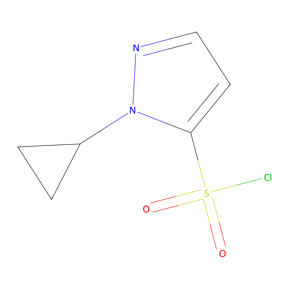 1-cyclopropyl-1H-pyrazole-5-sulfonyl chloride molecular structure, CAS 2168020-98-0
