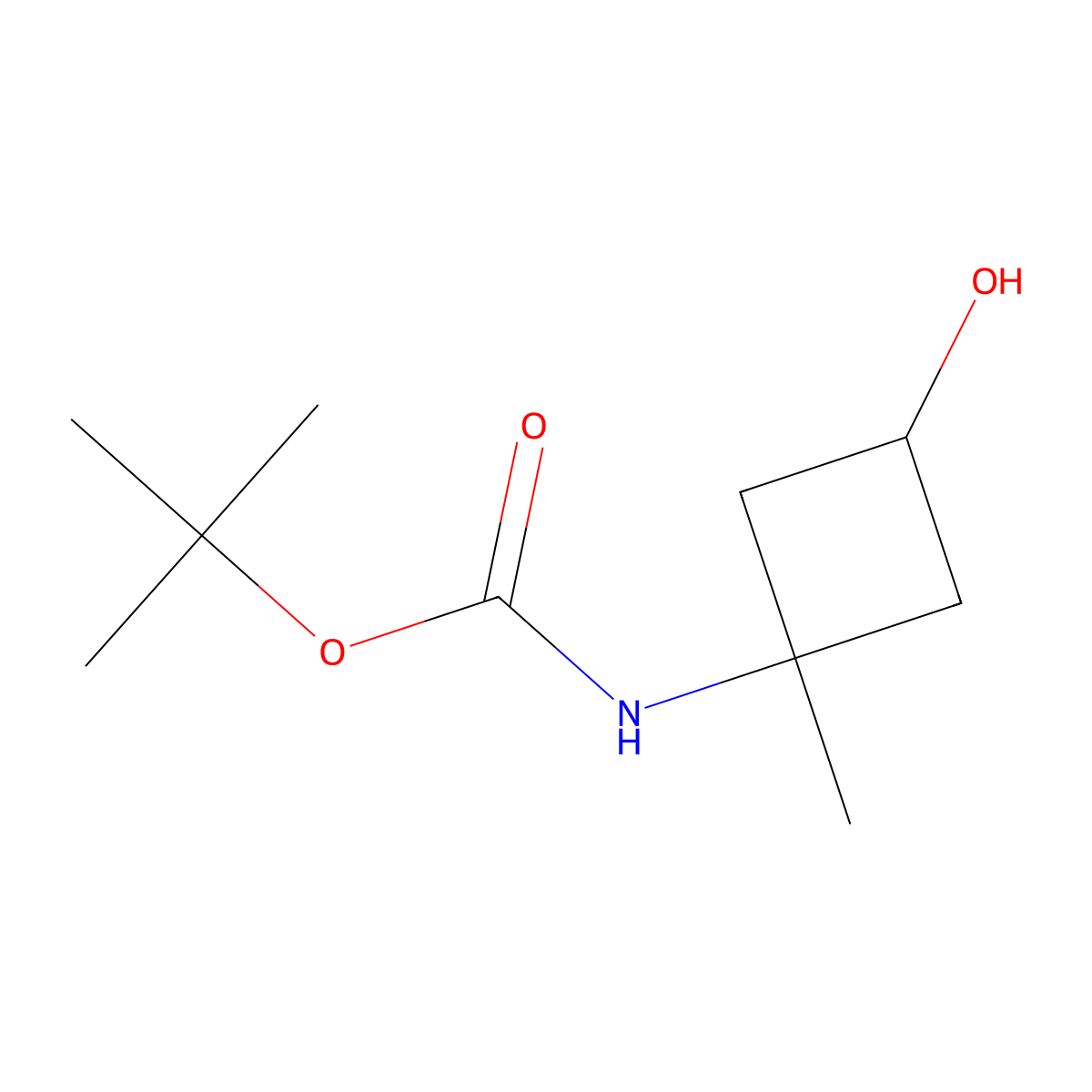 tert-butyl N-(3-hydroxy-1-methylcyclobutyl)carbamate molecular structure, CAS 2168025-77-0