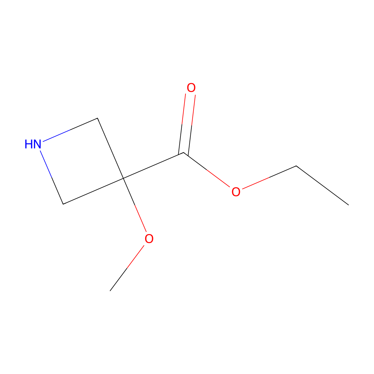 Ethyl 3-methoxyazetidine-3-carboxylate molecular structure, CAS 2168027-65-2