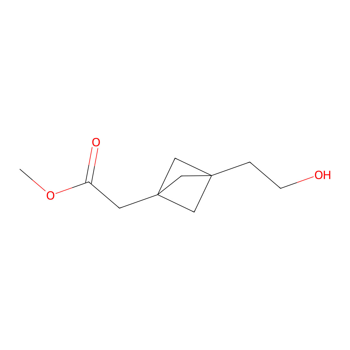 Methyl 2-[3-(2-hydroxyethyl)-1-bicyclo[1.1.1]pentanyl]acetate molecular structure, CAS 2168032-82-2