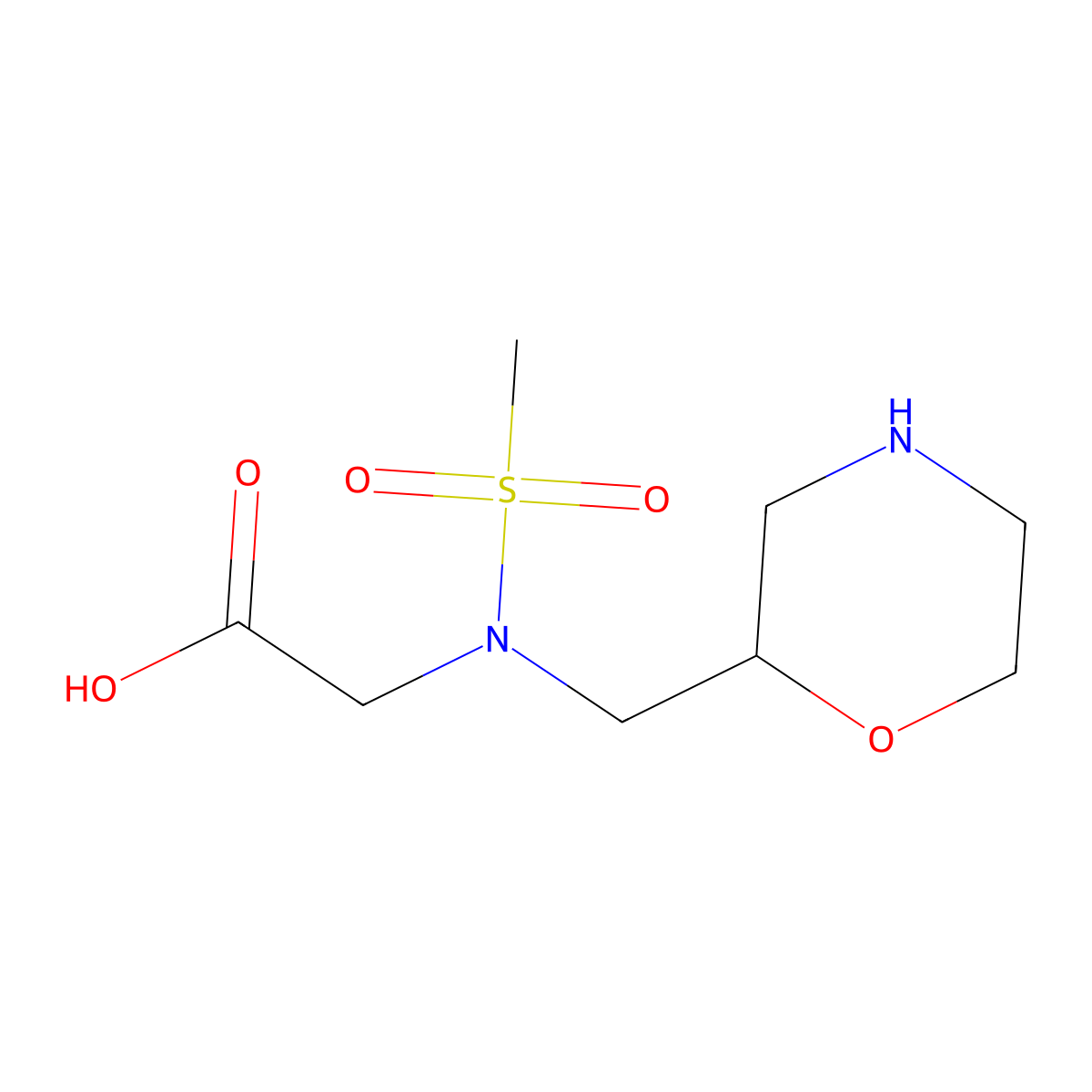 2-{N-[(morpholin-2-yl)methyl]methanesulfonamido}acetic acid molecular structure, CAS 2168036-24-4