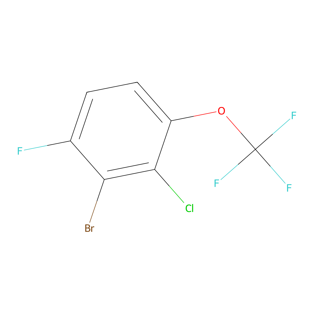 2-Bromo-3-chloro-1-fluoro-4-(trifluoromethoxy)benzene molecular structure, CAS 2168045-53-0