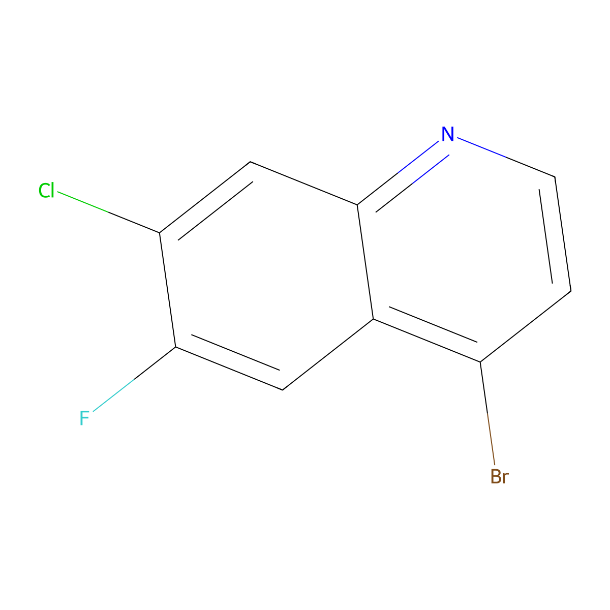 4-Bromo-7-chloro-6-fluoroquinoline molecular structure, CAS 2168053-99-2