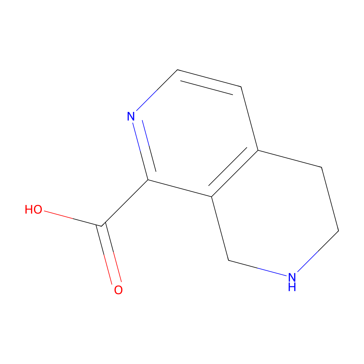 5,6,7,8-Tetrahydro-2,7-naphthyridine-1-carboxylic acid molecular structure, CAS 2168057-17-6