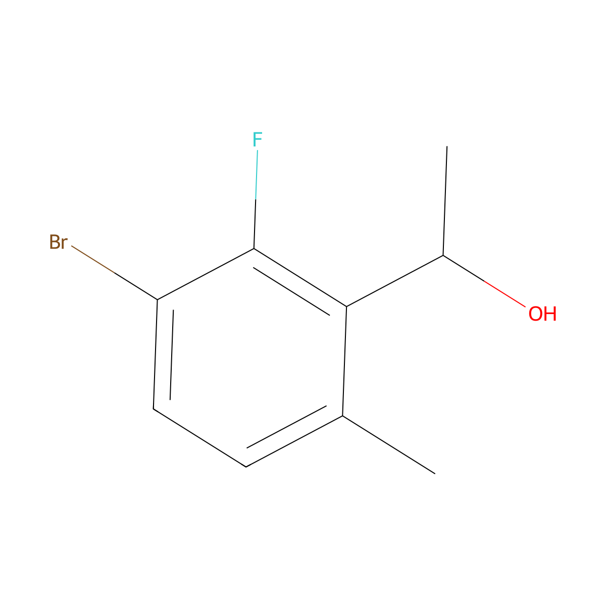 1-(3-Bromo-2-fluoro-6-methylphenyl)ethanol molecular structure, CAS 2168065-88-9