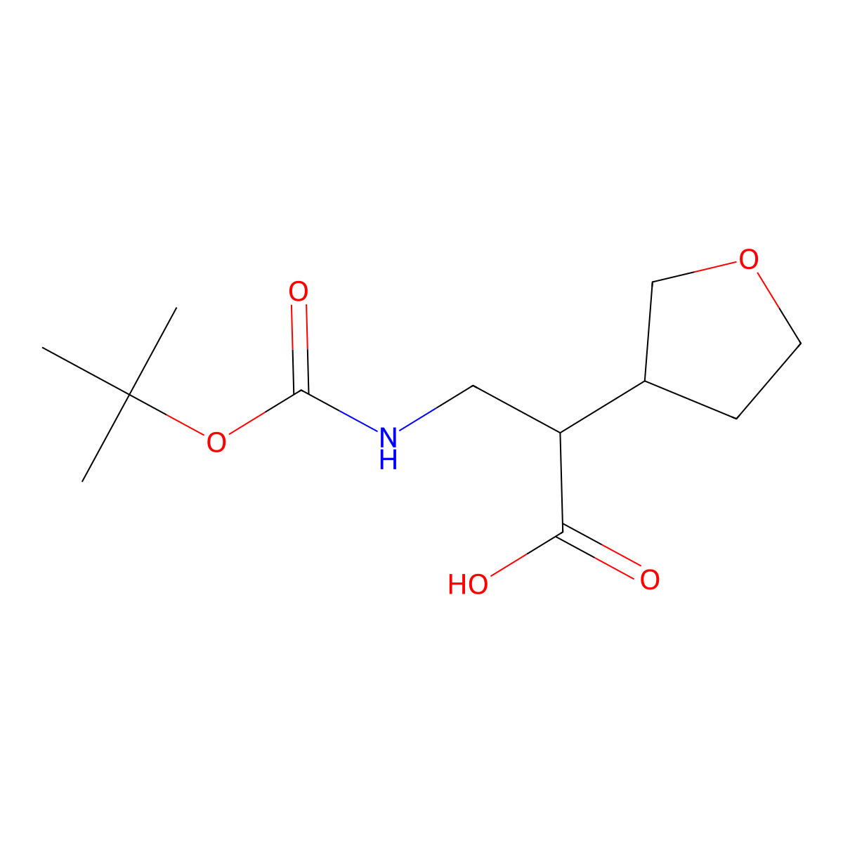 3-(((Tert-butoxy)carbonyl)amino)-2-(oxolan-3-yl)propanoic acid molecular structure, CAS 2168066-72-4
