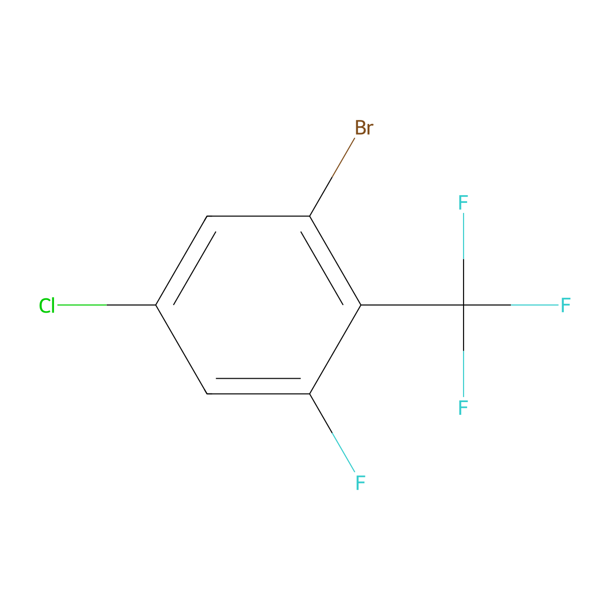 2-Bromo-4-chloro-6-fluorobenzotrifluoride molecular structure, CAS 2168069-19-8