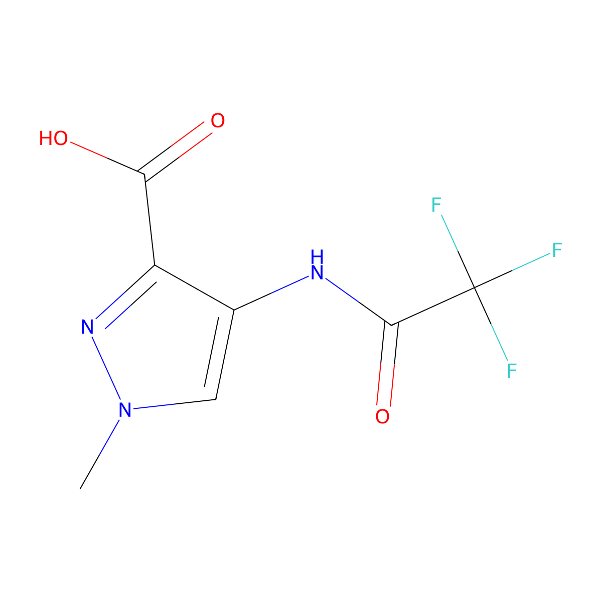 1-methyl-4-(trifluoroacetamido)-1H-pyrazole-3-carboxylic acid molecular structure, CAS 2168069-84-7