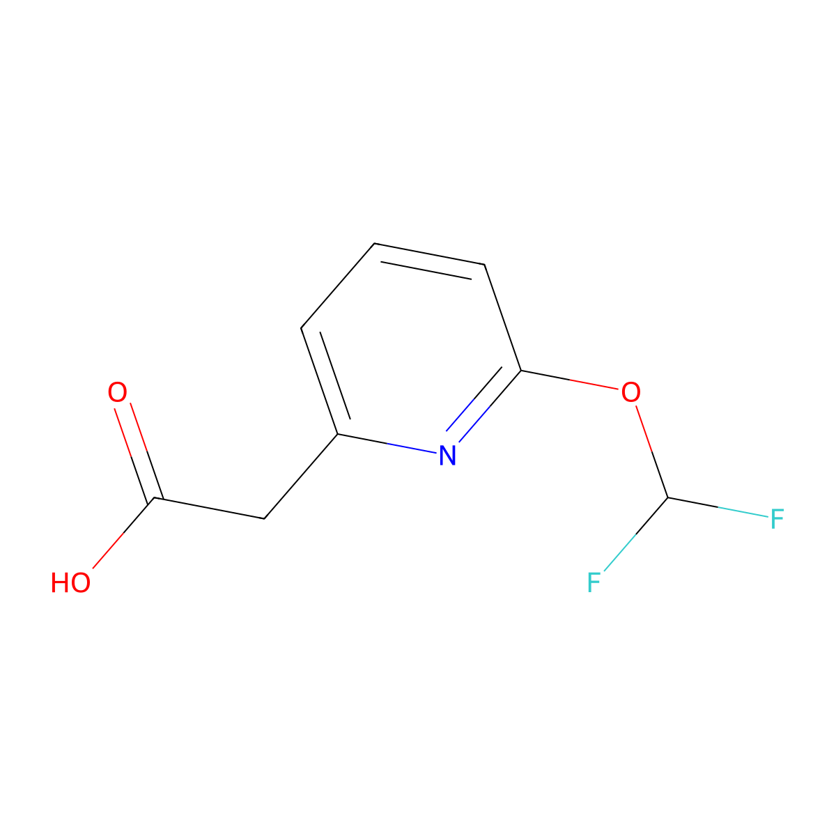 2-(6-(Difluoromethoxy)pyridin-2-yl)acetic acid molecular structure, CAS 2168071-52-9