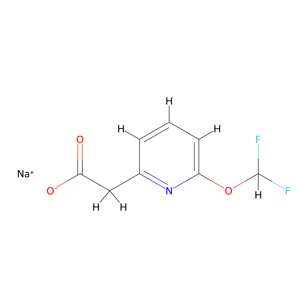 Sodium 2-(6-(difluoromethoxy)pyridin-2-yl)acetate molecular structure, CAS 2168071-53-0