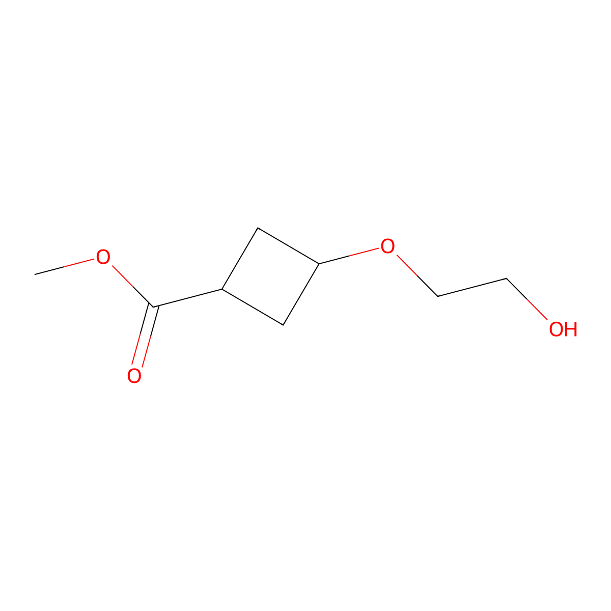 Methyl 3-(2-hydroxyethoxy)cyclobutane-1-carboxylate molecular structure, CAS 2168079-67-0