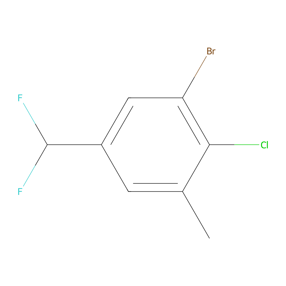 1-Bromo-2-chloro-5-(difluoromethyl)-3-methylbenzene molecular structure, CAS 2168081-89-6