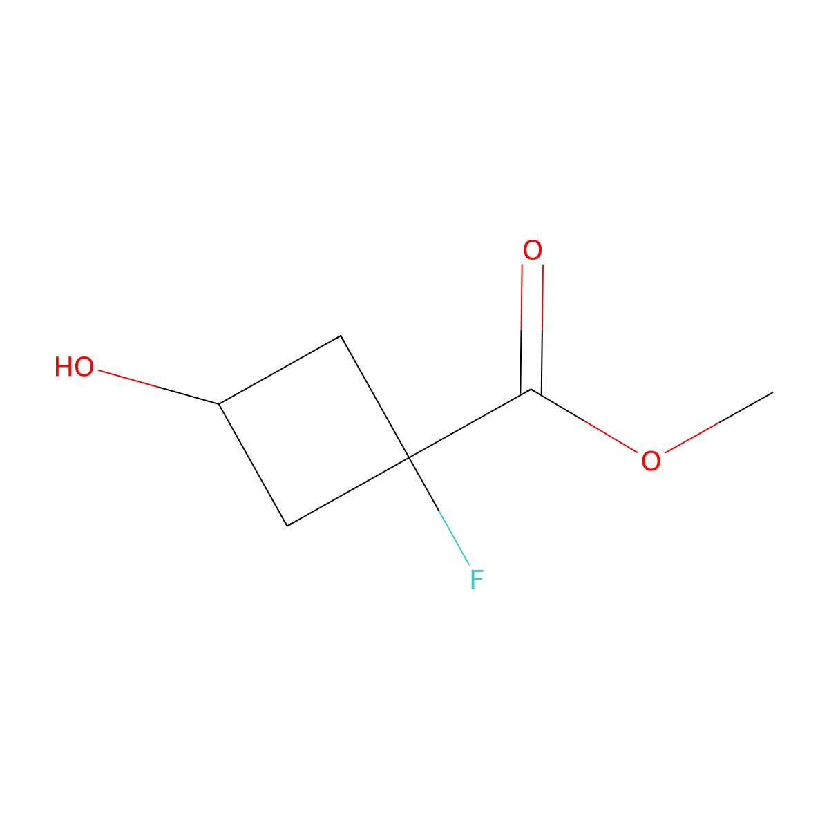 Methyl 1-fluoro-3-hydroxycyclobutane-1-carboxylate molecular structure, CAS 2168082-49-1