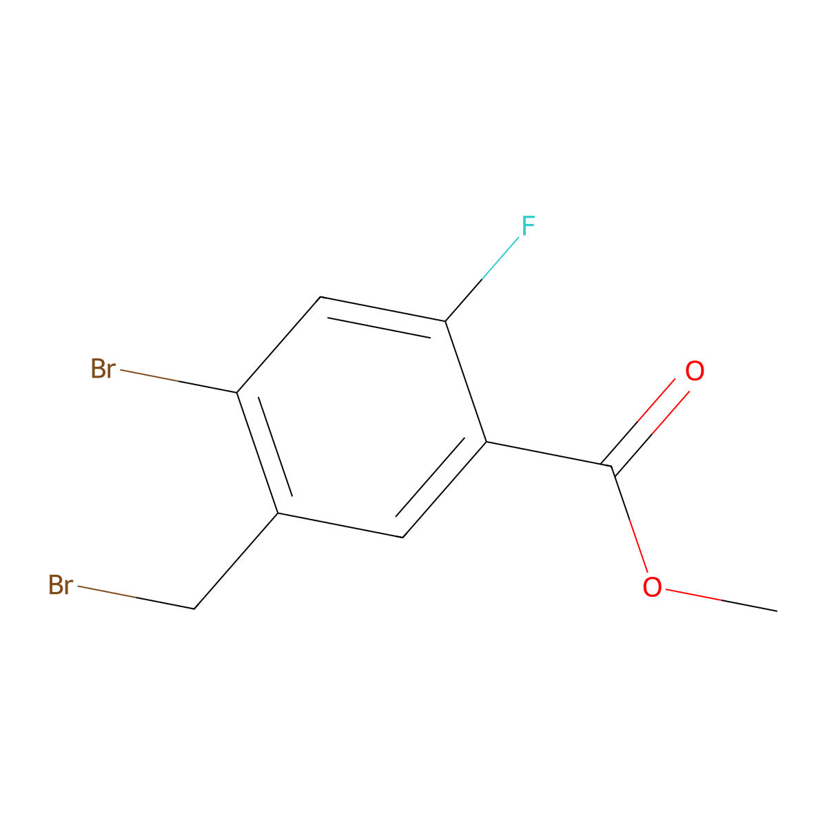 Methyl 4-bromo-5-(bromomethyl)-2-fluorobenzoate molecular structure, CAS 2168082-88-8