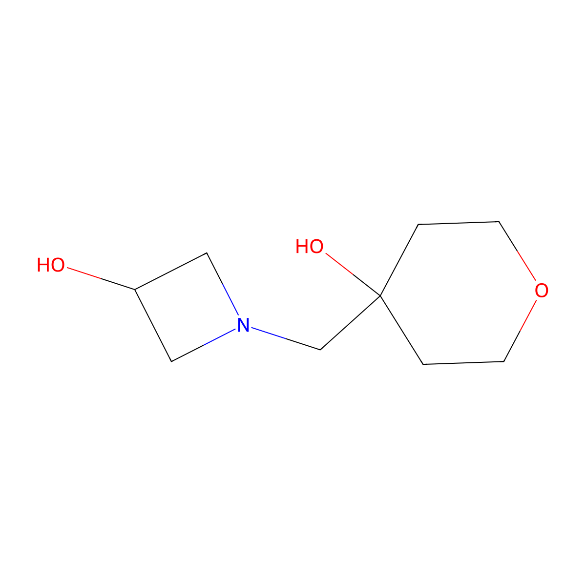 1-[(4-Hydroxyoxan-4-yl)methyl]azetidin-3-ol molecular structure, CAS 2168083-86-9