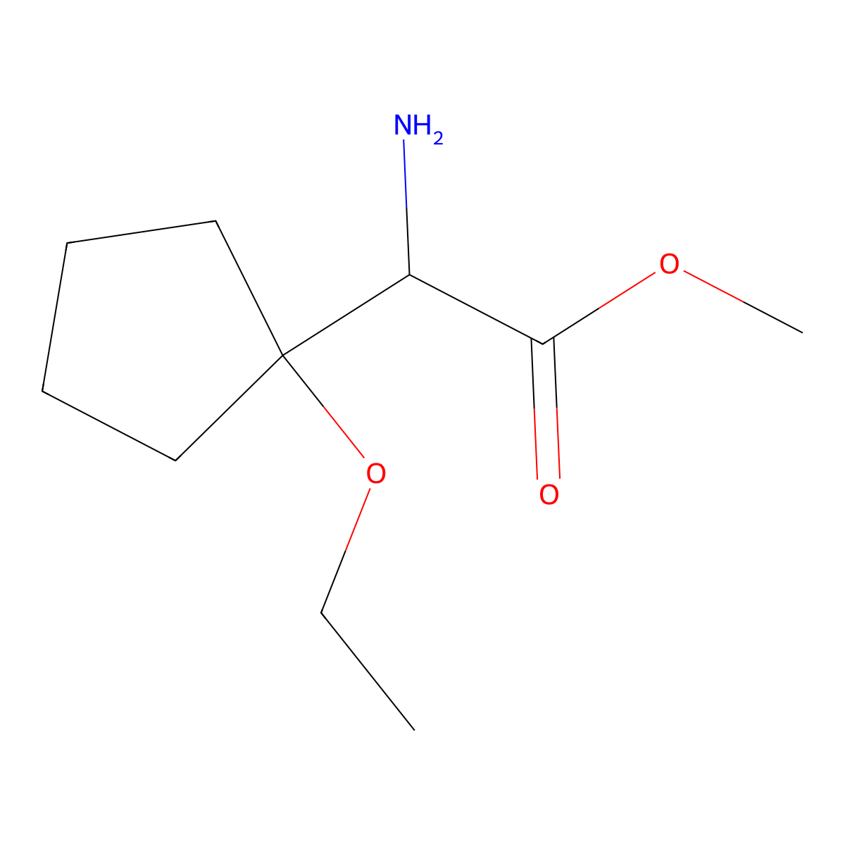 Methyl 2-amino-2-(1-ethoxycyclopentyl)acetate molecular structure, CAS 2168088-88-6