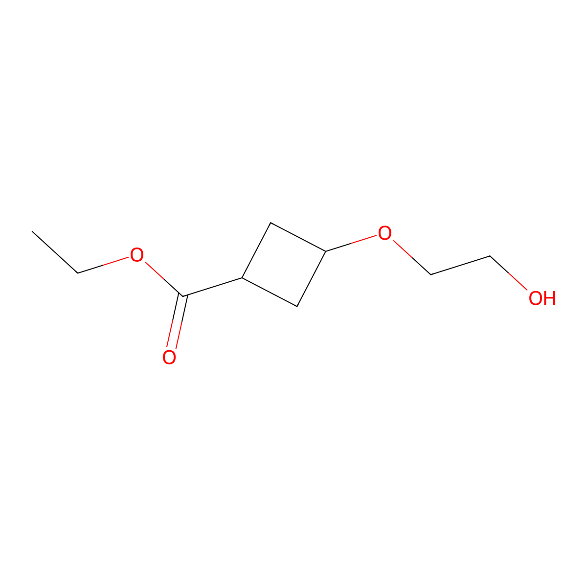 Ethyl 3-(2-hydroxyethoxy)cyclobutane-1-carboxylate molecular structure, CAS 2168096-33-9