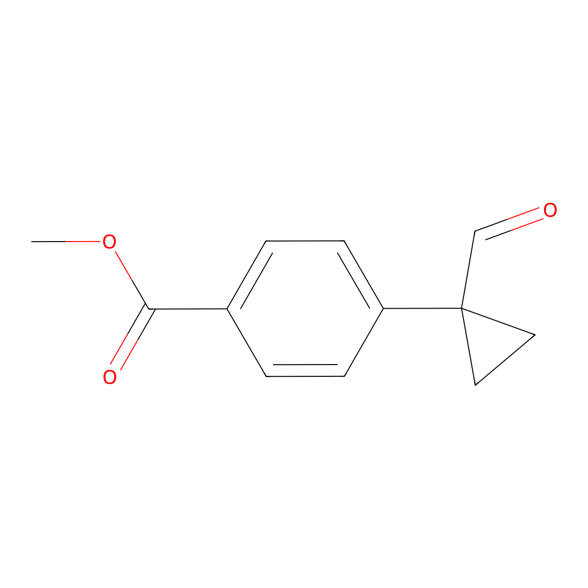 Methyl 4-(1-formylcyclopropyl)benzoate molecular structure, CAS 2168096-71-5