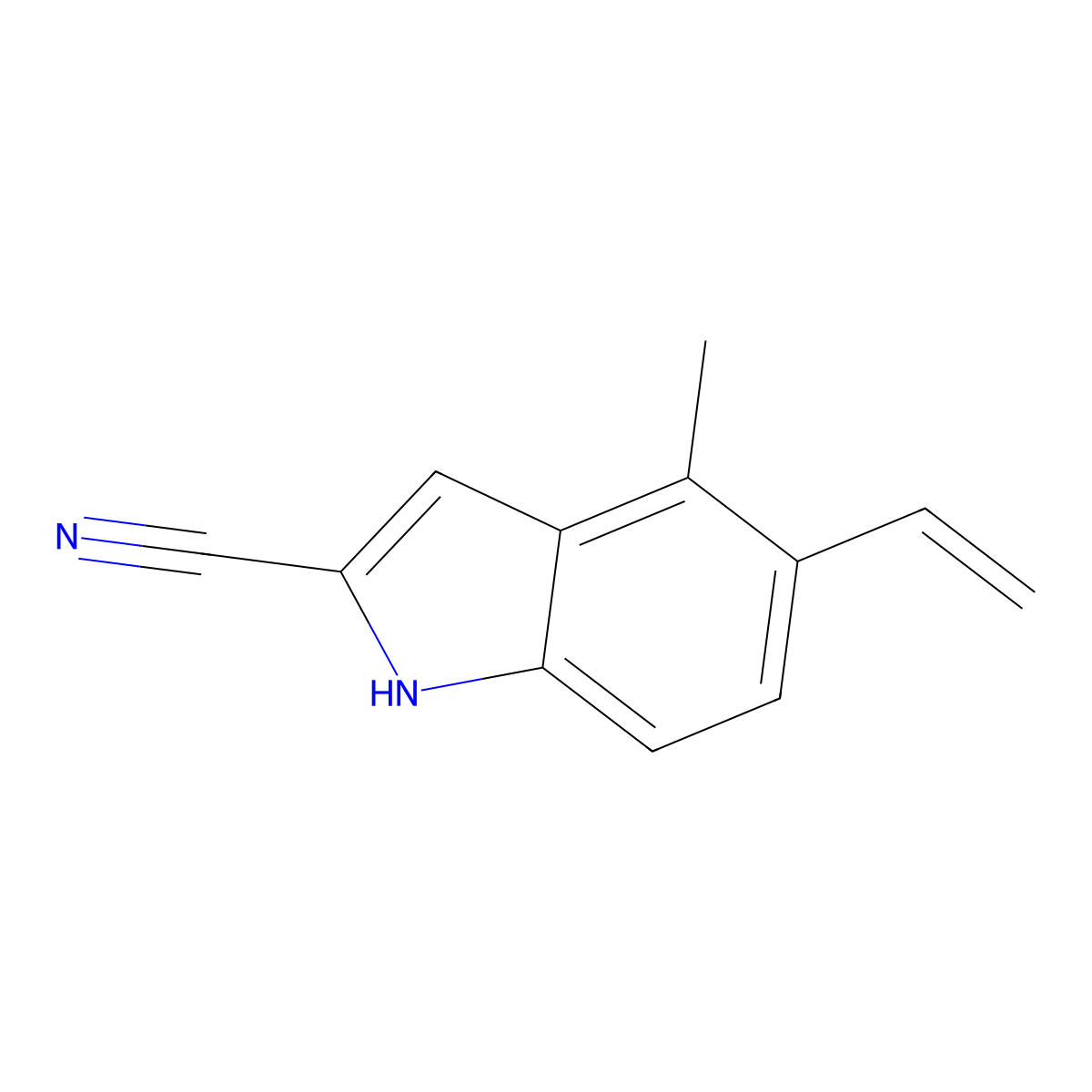5-Ethenyl-4-methyl-1H-indole-2-carbonitrile molecular structure, CAS 2168098-74-4