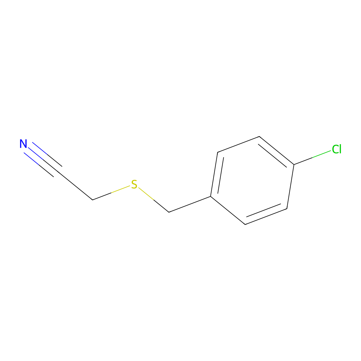 2-(((4-Chlorophenyl)methyl)sulfanyl)acetonitrile molecular structure, CAS 21681-87-8