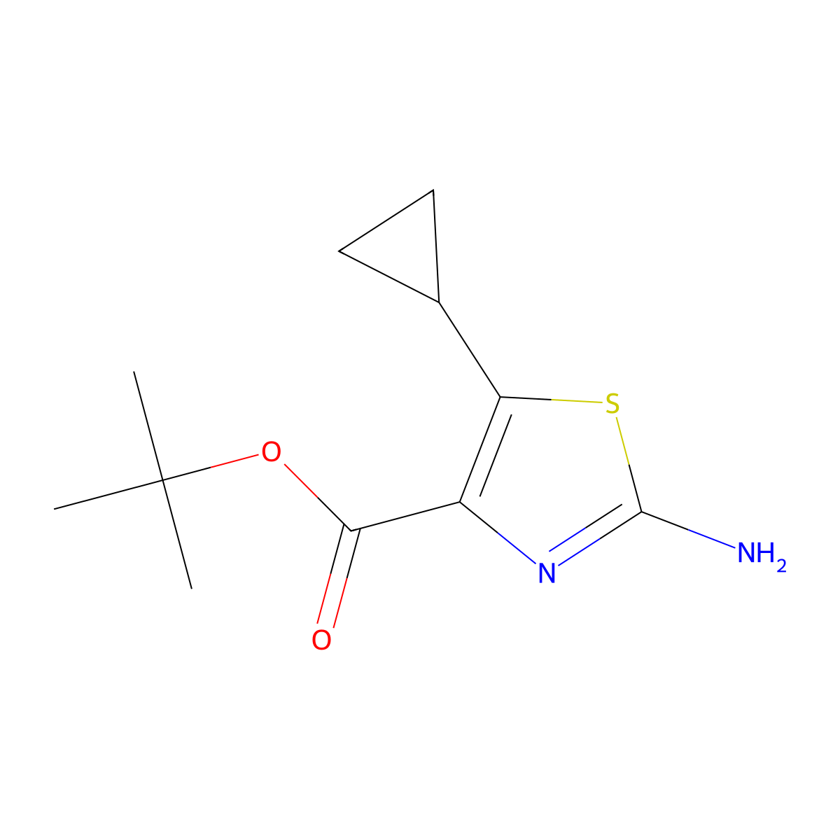 Tert-butyl 2-amino-5-cyclopropyl-1,3-thiazole-4-carboxylate molecular structure, CAS 2168100-12-5