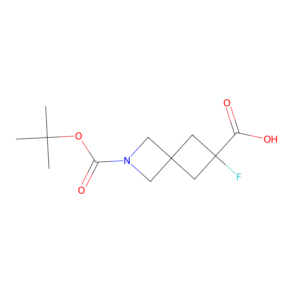 2-[(tert-Butoxy)carbonyl]-6-fluoro-2-azaspiro[3.3]heptane-6-carboxylic acid molecular structure, CAS 2168111-53-1
