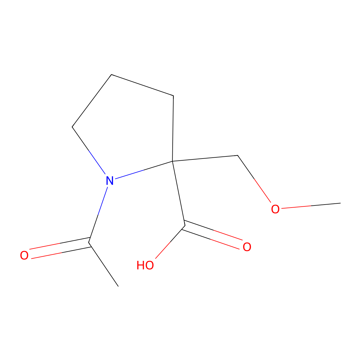 1-Acetyl-2-(methoxymethyl)pyrrolidine-2-carboxylic acid molecular structure, CAS 2168115-73-7