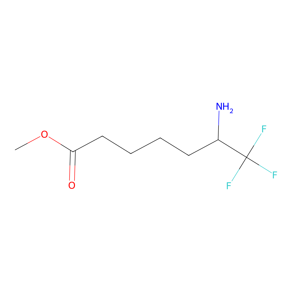 Methyl 6-amino-7,7,7-trifluoroheptanoate molecular structure, CAS 2168118-48-5