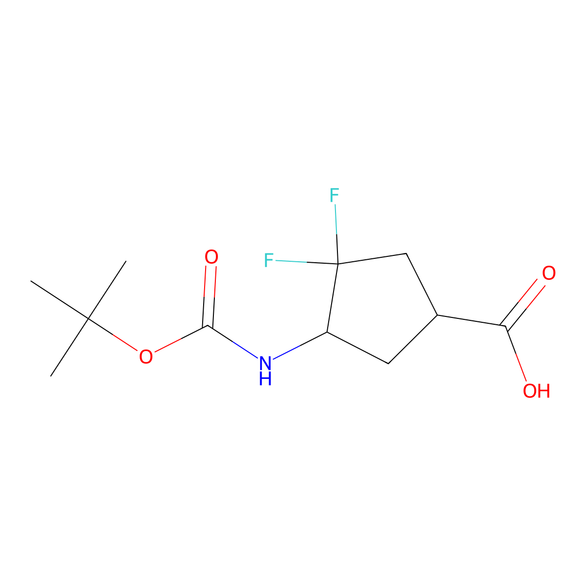 4-{[(Tert-butoxy)carbonyl]amino}-3,3-difluorocyclopentane-1-carboxylic acid molecular structure, CAS 2168119-43-3
