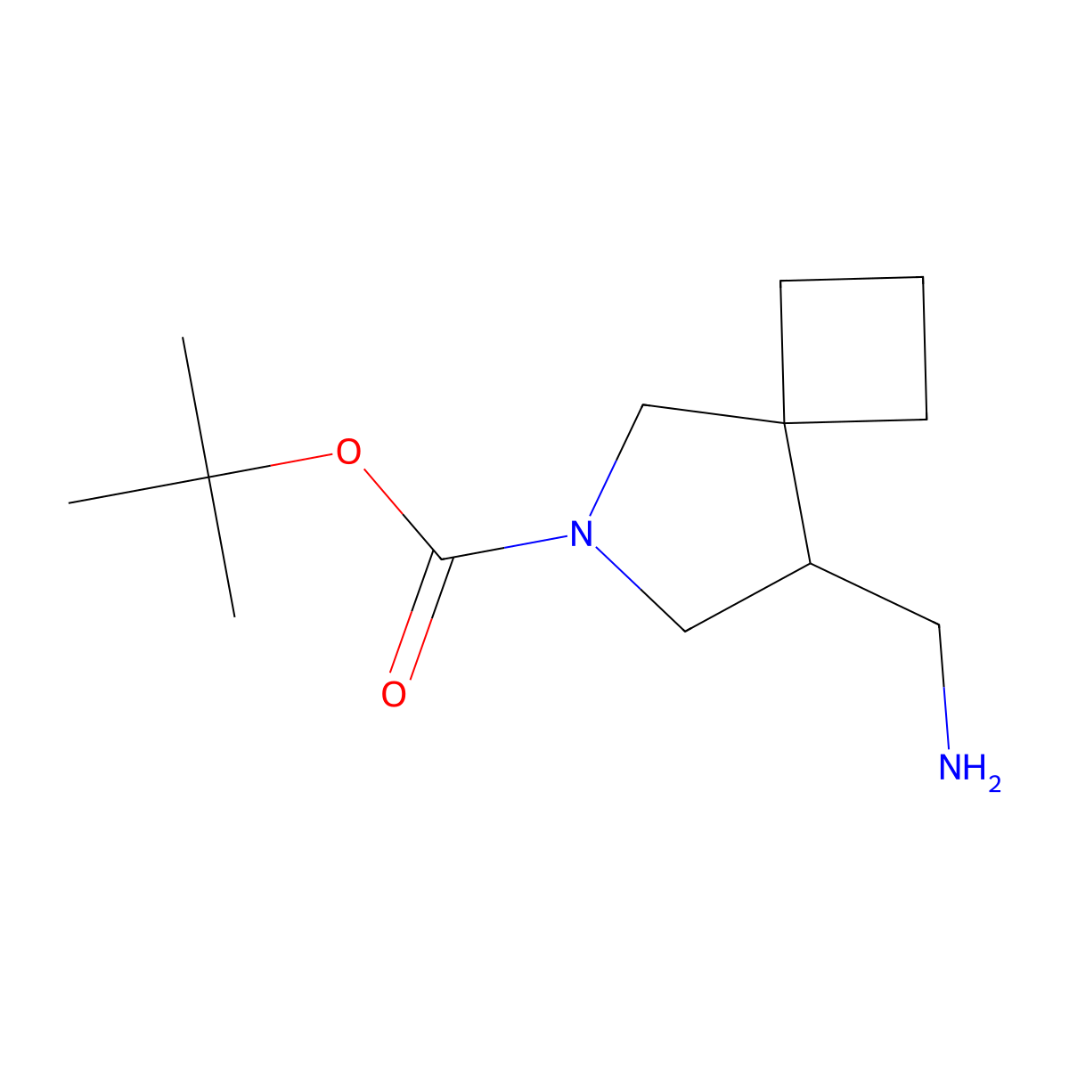 Tert-butyl 8-(aminomethyl)-6-azaspiro[3.4]octane-6-carboxylate molecular structure, CAS 2168124-35-2