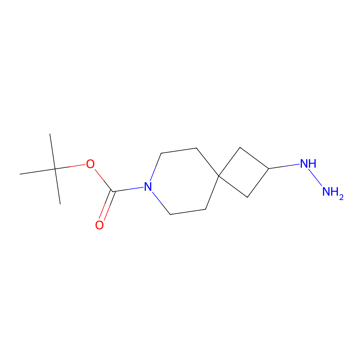 Tert-butyl 2-hydrazino-7-azaspiro[3.5]nonane-7-carboxylate molecular structure, CAS 2168125-15-1