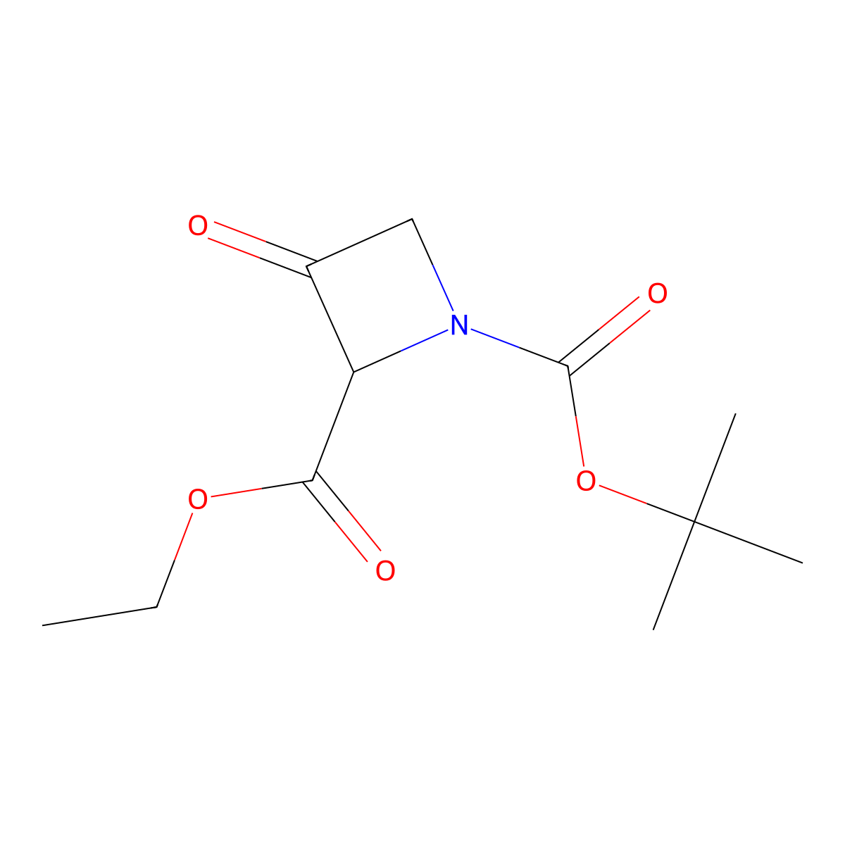 1-Tert-butyl 2-ethyl 3-oxoazetidine-1,2-dicarboxylate molecular structure, CAS 2168125-49-1