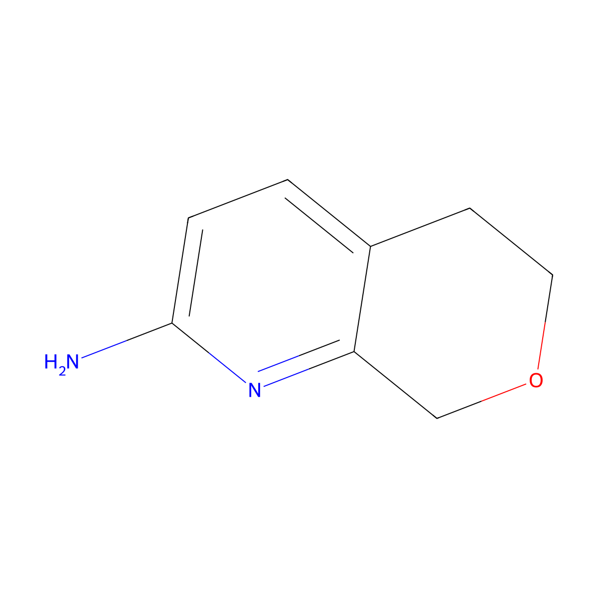 5H,6H,8H-pyrano[3,4-b]pyridin-2-amine molecular structure, CAS 2168129-73-3