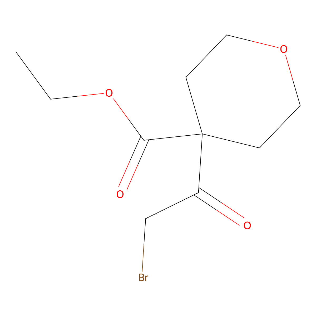 Ethyl 4-(2-bromoacetyl)oxane-4-carboxylate molecular structure, CAS 2168132-48-5