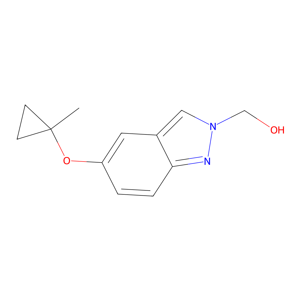 (5-(1-methylcyclopropoxy)-2H-indazol-2-yl)methanol molecular structure, CAS 2168136-04-5