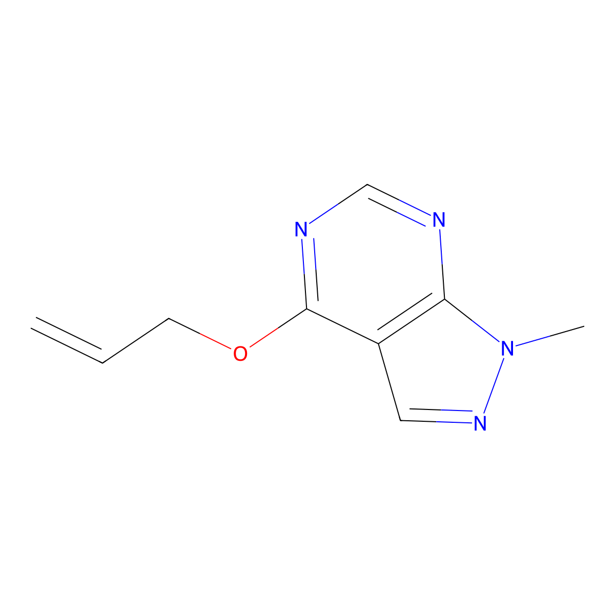 1-methyl-4-(prop-2-en-1-yloxy)-1H-pyrazolo[3,4-d]pyrimidine molecular structure, CAS 2168137-63-9