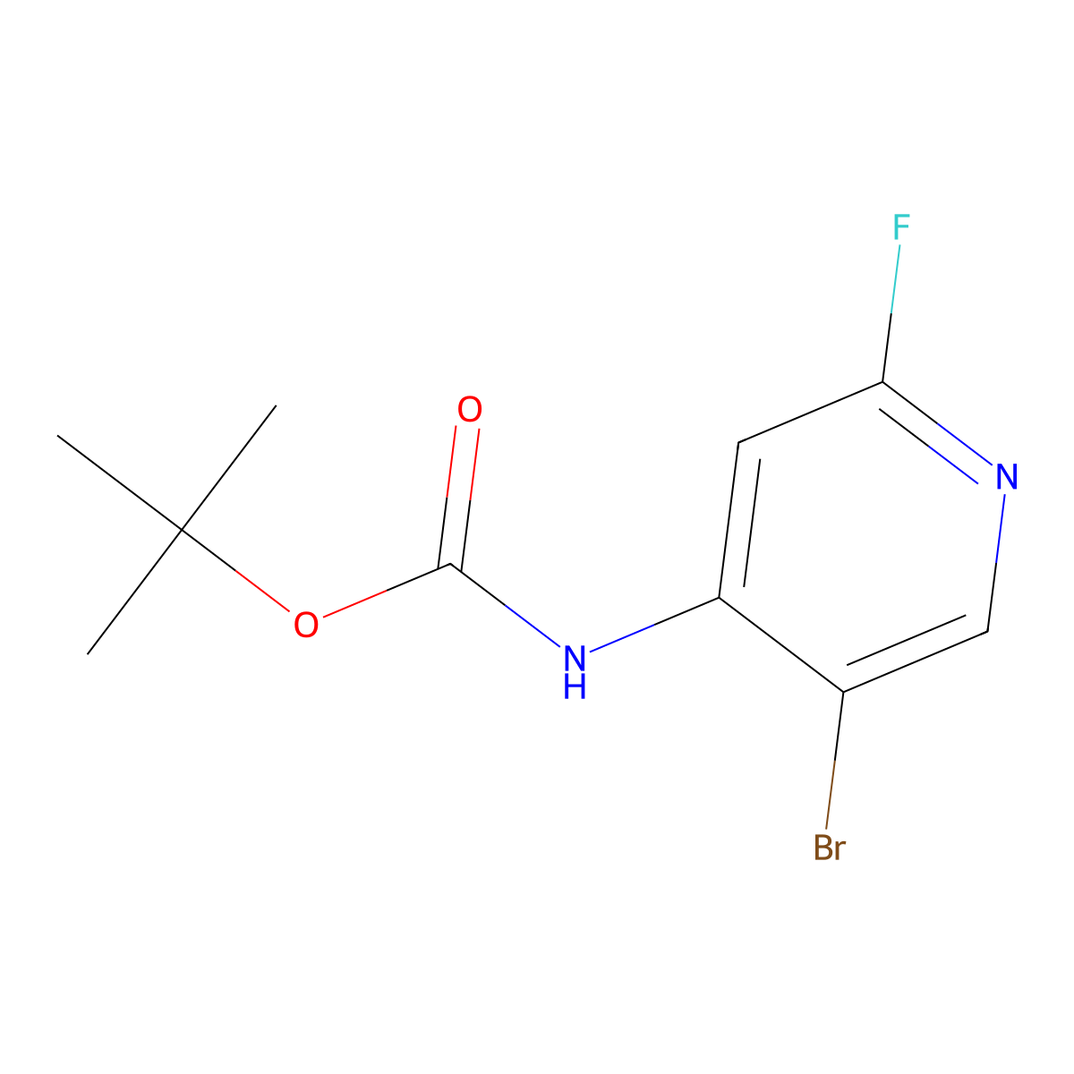 tert-butyl N-(5-bromo-2-fluoropyridin-4-yl)carbamate molecular structure, CAS 2168140-96-1