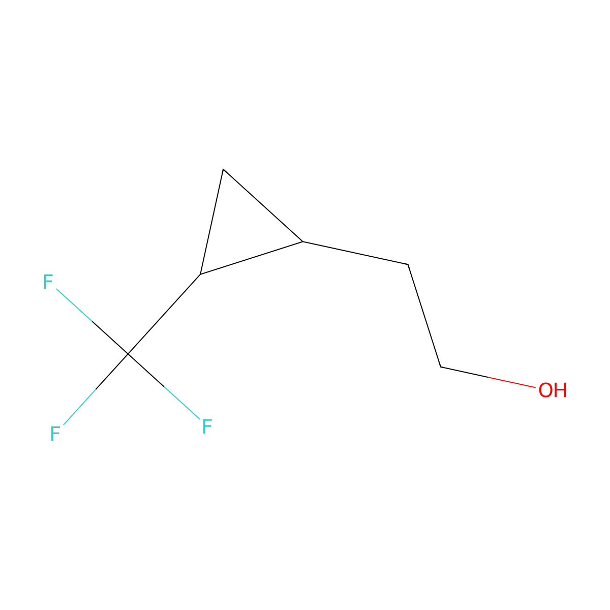 2-[2-(Trifluoromethyl)cyclopropyl]ethan-1-ol molecular structure, CAS 2168141-04-4