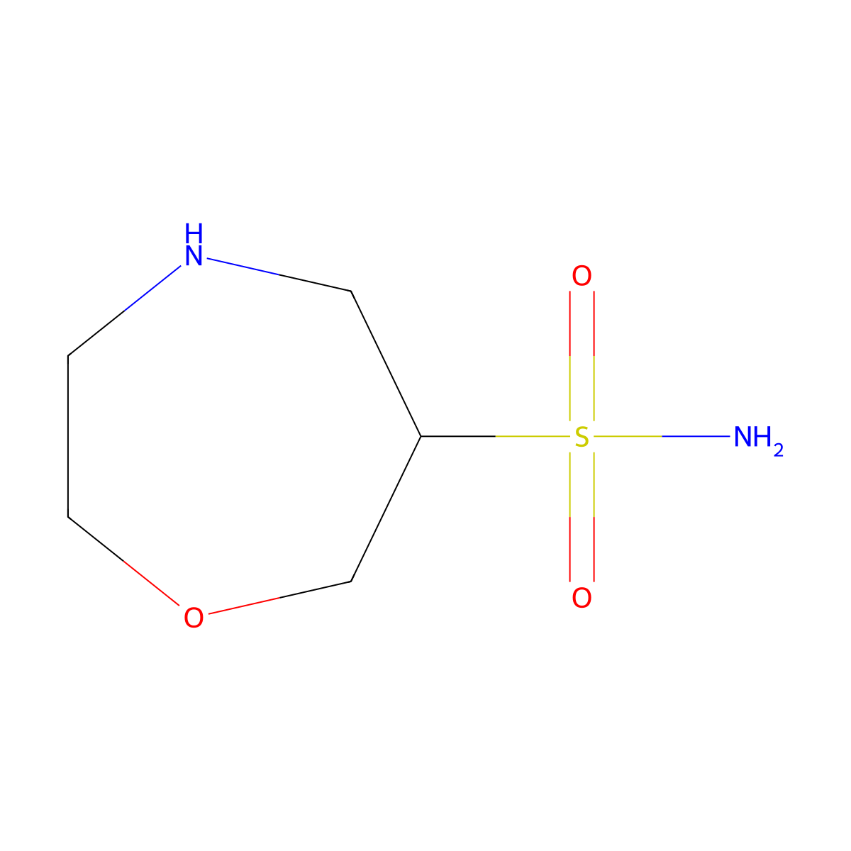 1,4-Oxazepane-6-sulfonamide molecular structure, CAS 2168147-21-3