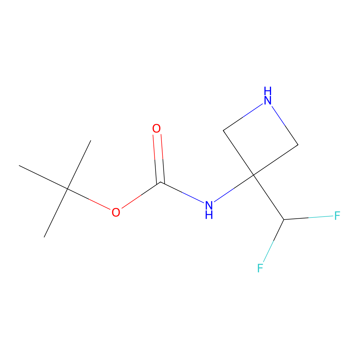 tert-butyl N-[3-(difluoromethyl)azetidin-3-yl]carbamate molecular structure, CAS 2168149-39-9