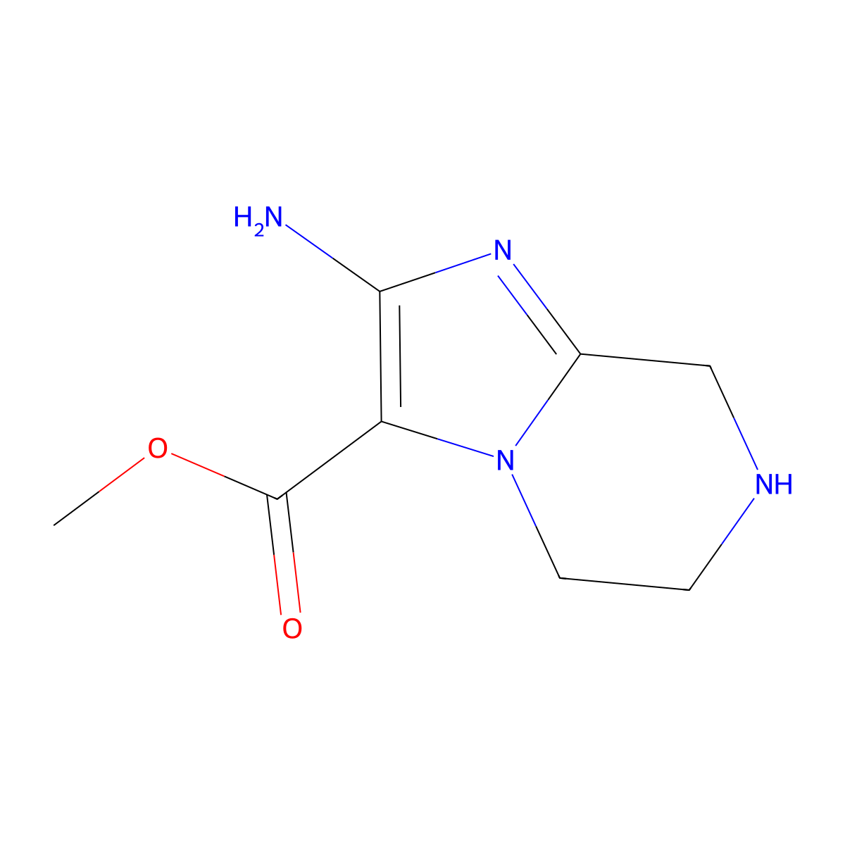 methyl 2-amino-5H,6H,7H,8H-imidazo[1,2-a]pyrazine-3-carboxylate molecular structure, CAS 2168153-70-4