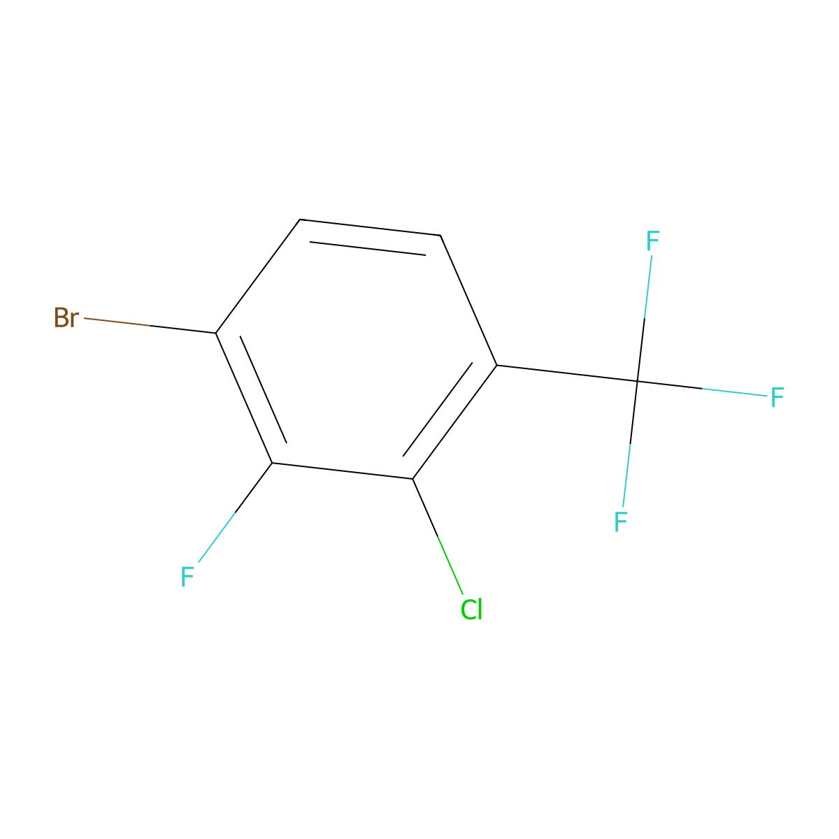 1-Bromo-3-chloro-2-fluoro-4-(trifluoromethyl)benzene molecular structure, CAS 2168156-96-3