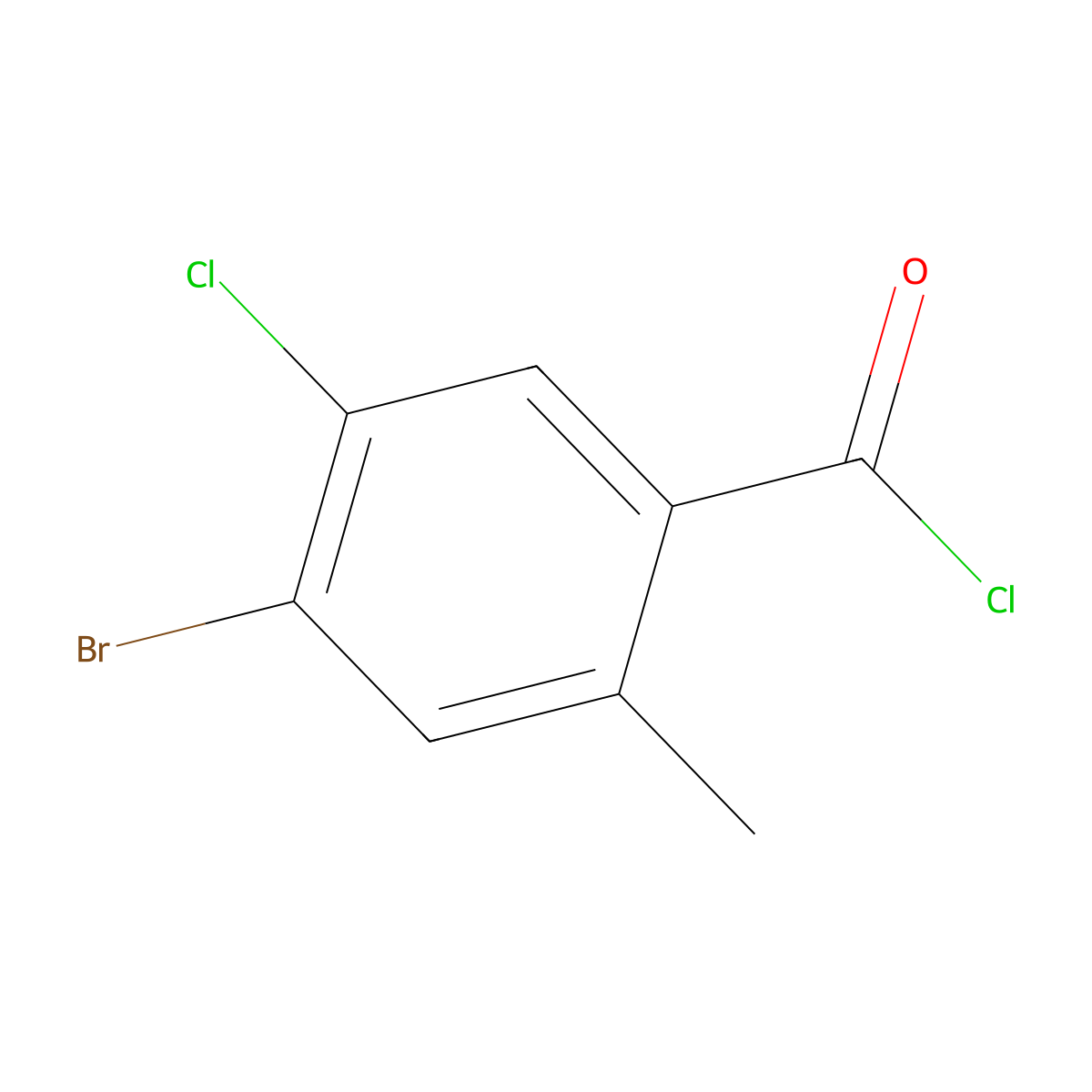 4-Bromo-5-chloro-2-methylbenzoyl chloride molecular structure, CAS 2168177-56-6