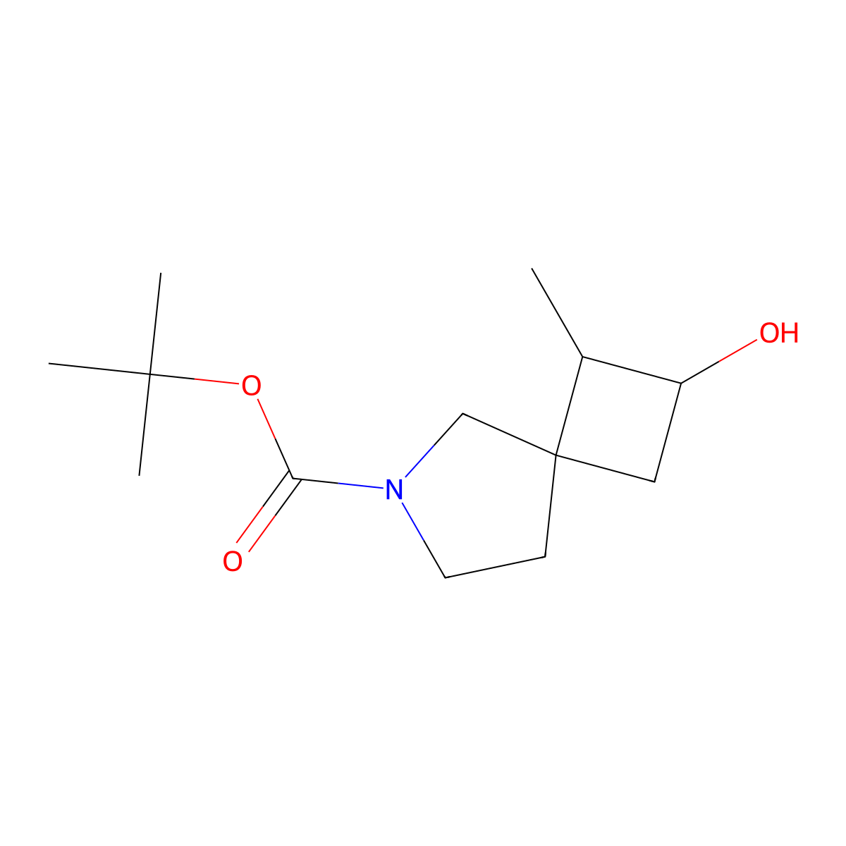 tert-Butyl 2-hydroxy-1-methyl-6-azaspiro[3.4]octane-6-carboxylate molecular structure, CAS 2168182-03-2