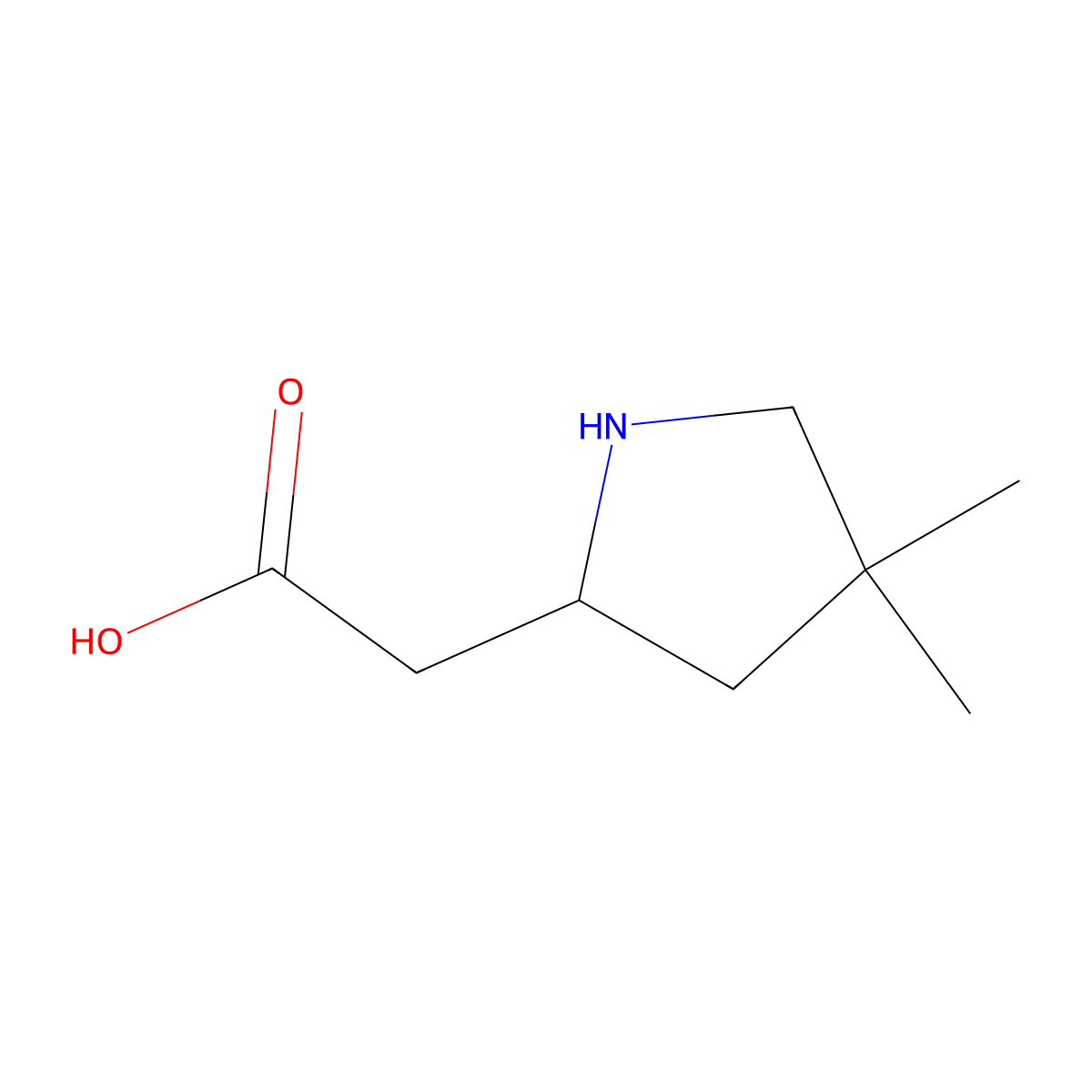 2-(4,4-Dimethylpyrrolidin-2-yl)acetic acid molecular structure, CAS 2168184-58-3