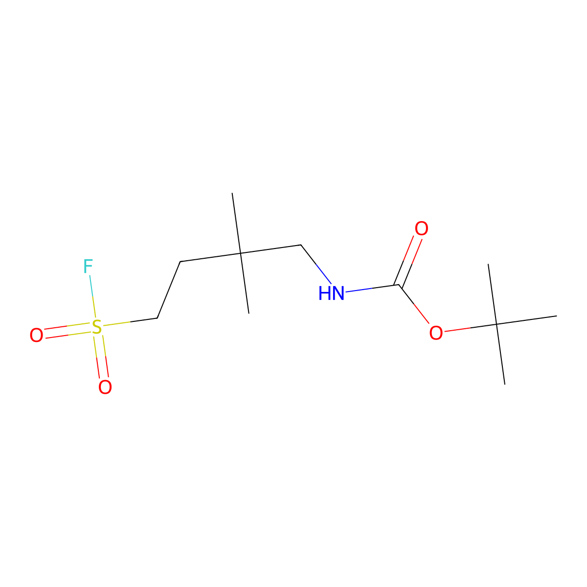 tert-butylN-[4-(fluorosulfonyl)-2,2-dimethylbutyl]carbamate molecular structure, CAS 2168187-05-9