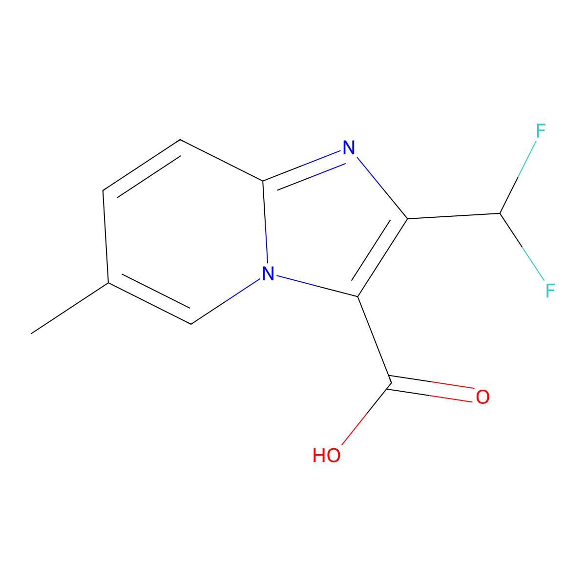 2-(Difluoromethyl)-6-methylimidazo[1,2-a]pyridine-3-carboxylic acid molecular structure, CAS 2168187-84-4