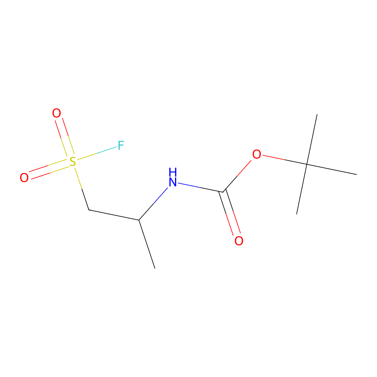 tert-butyl N-[1-(fluorosulfonyl)propan-2-yl]carbamate molecular structure, CAS 2168192-82-1